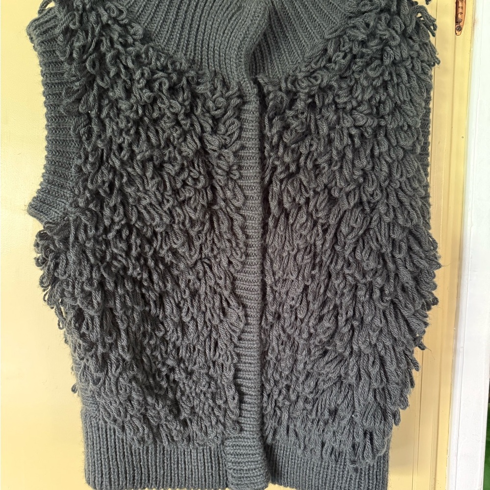 Topshop Textured Knit Charcoal Cardigan